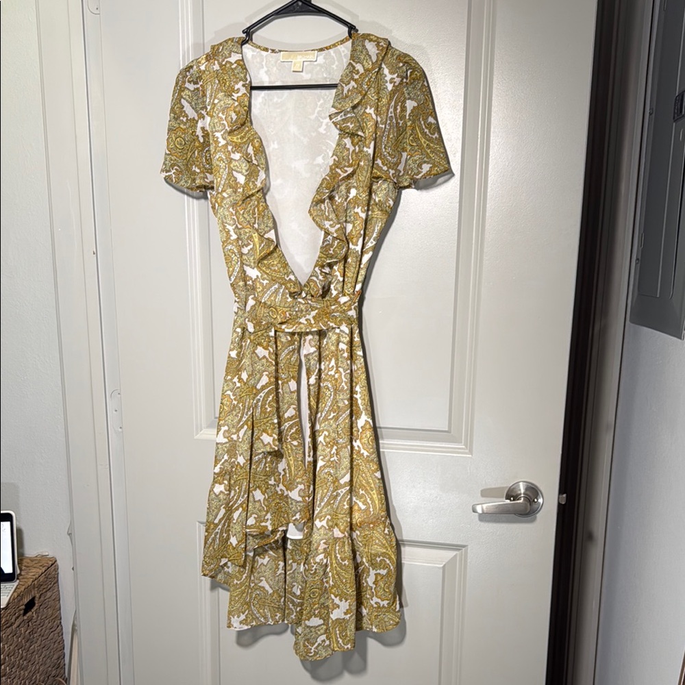 Floral Wrap Dress in Yellow and White